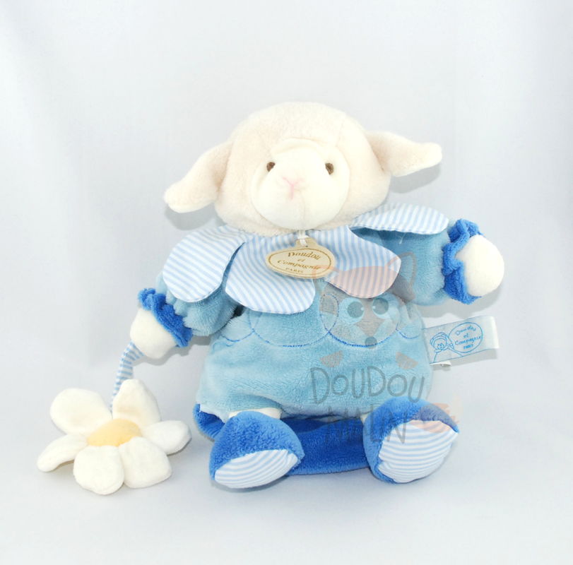  zamigolos marionnette mouton bleu jaune blanc fleur 